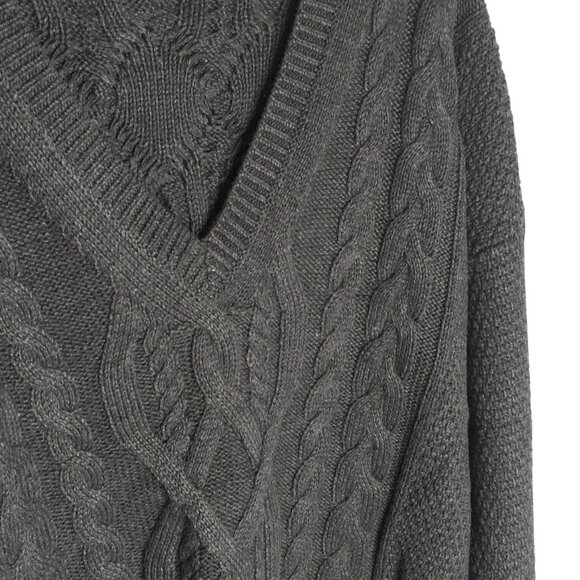 Lauren Ralph Lauren Sweater  XL Cable Knit Pullover Merino Wool Blend V Neck - Picture 5 of 16